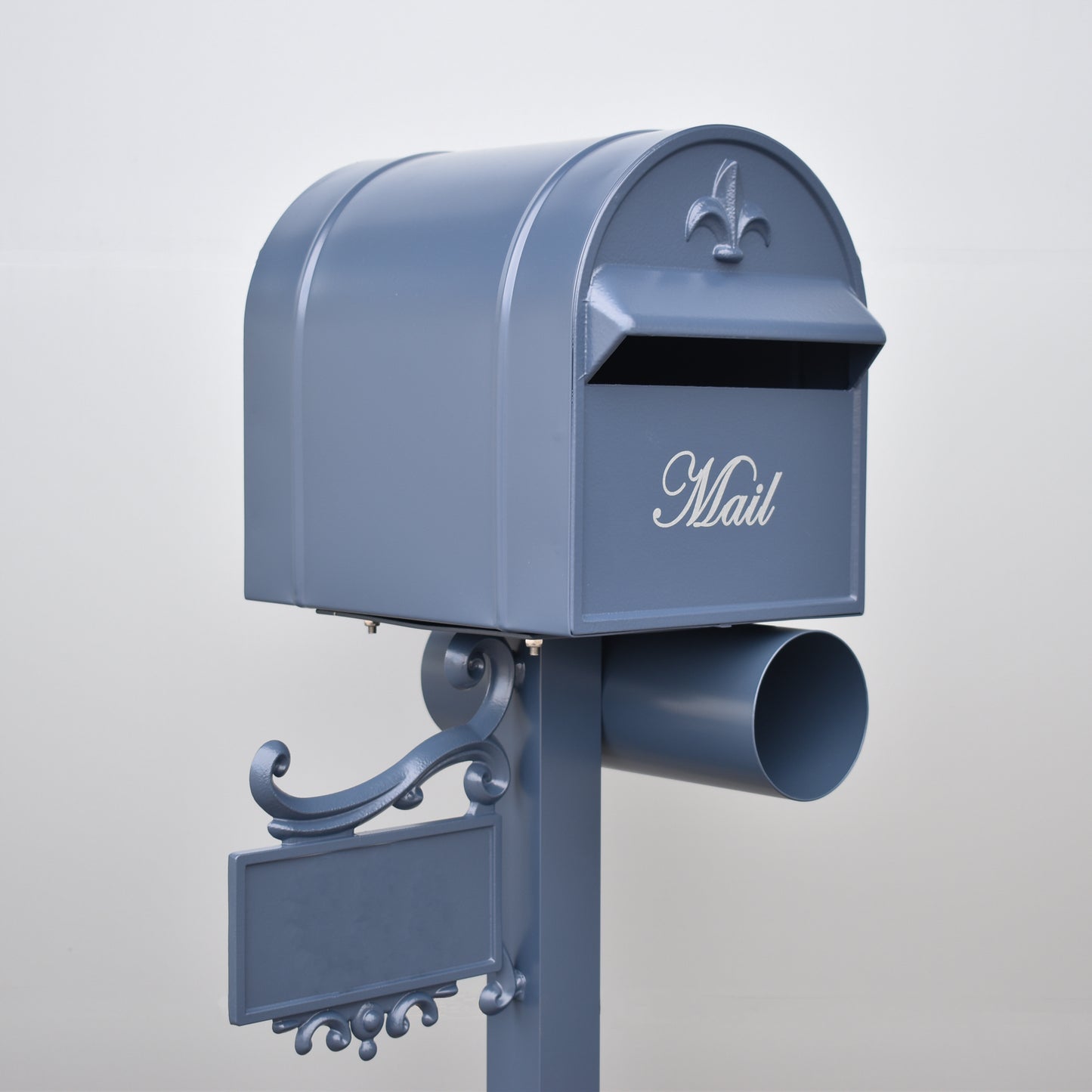 grange top mount freestanding letterbox deep ocean with silver bolt on numbers