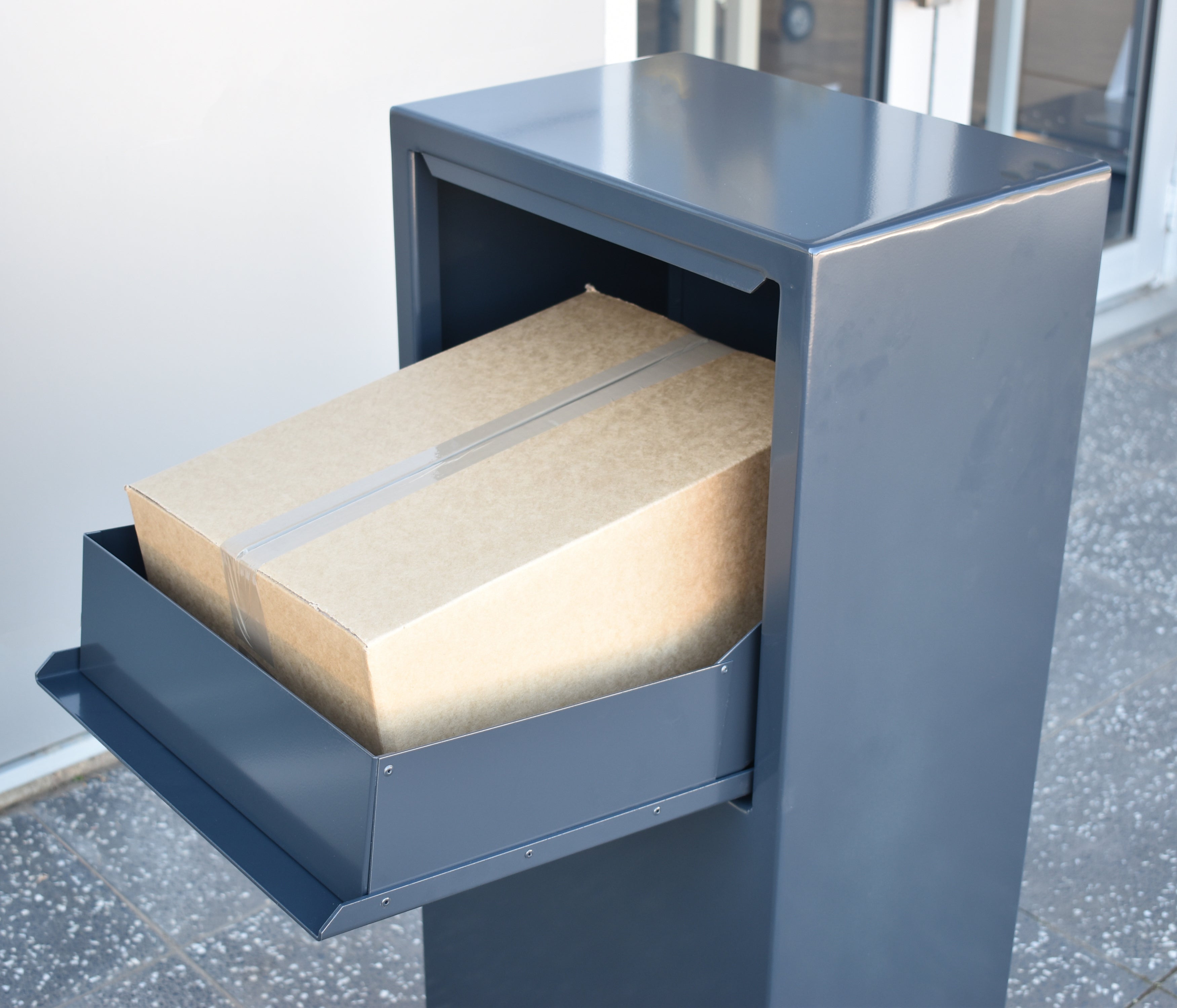 parcel box charcoal powder coat front hatch large parcel delivery