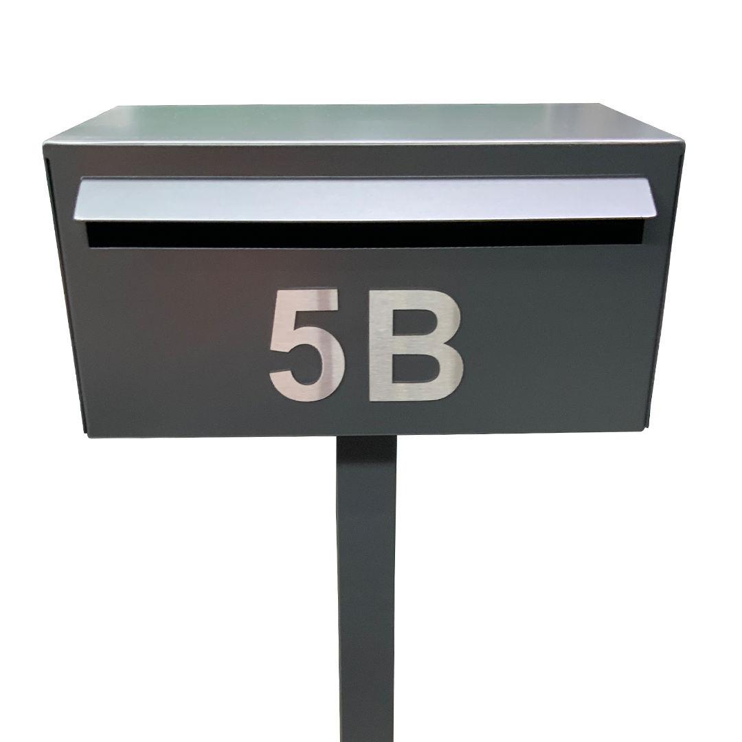 ultimo freestanding post mounted letterbox monument stainless steel number