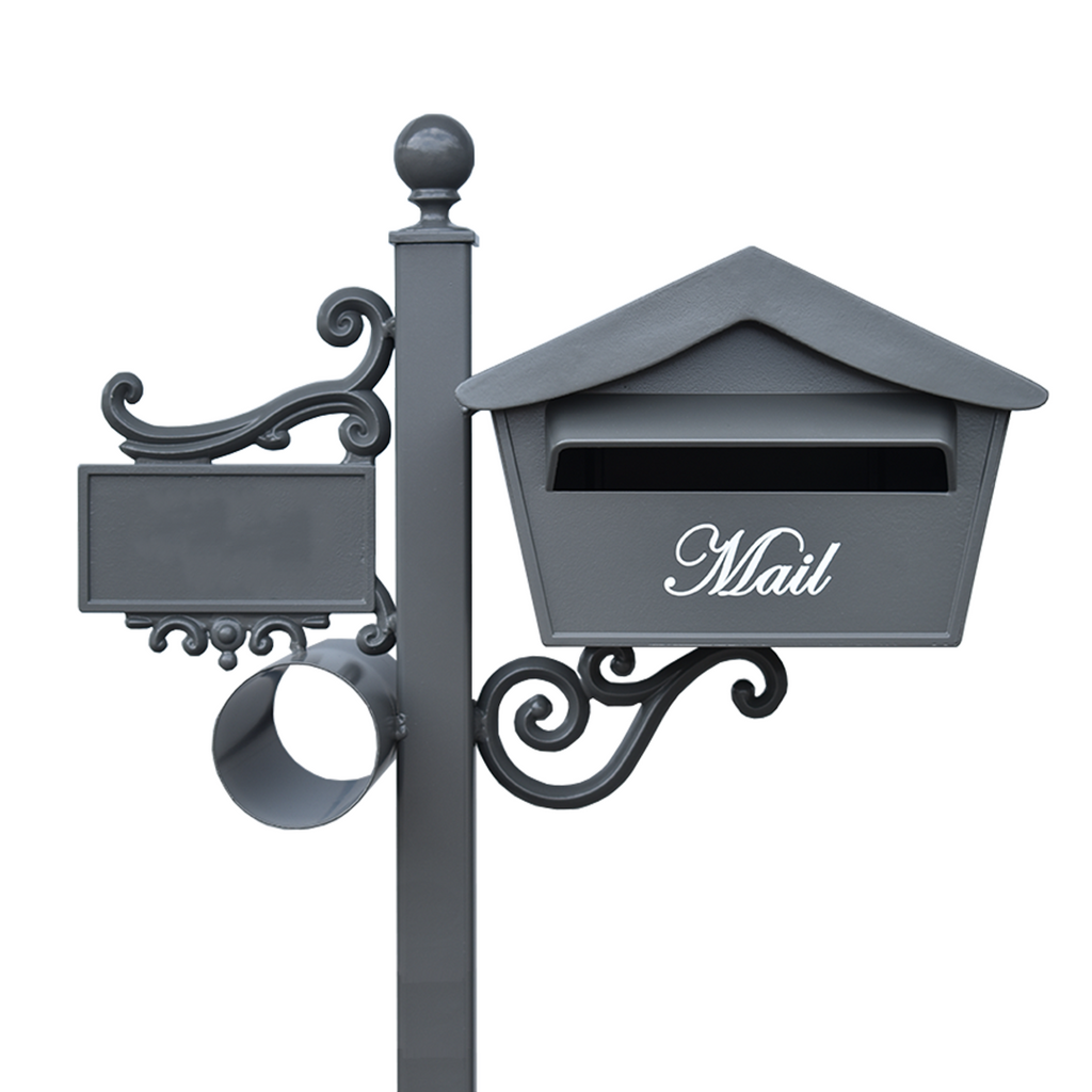 kooyonga side mount post freestanding letterbox woodland grey