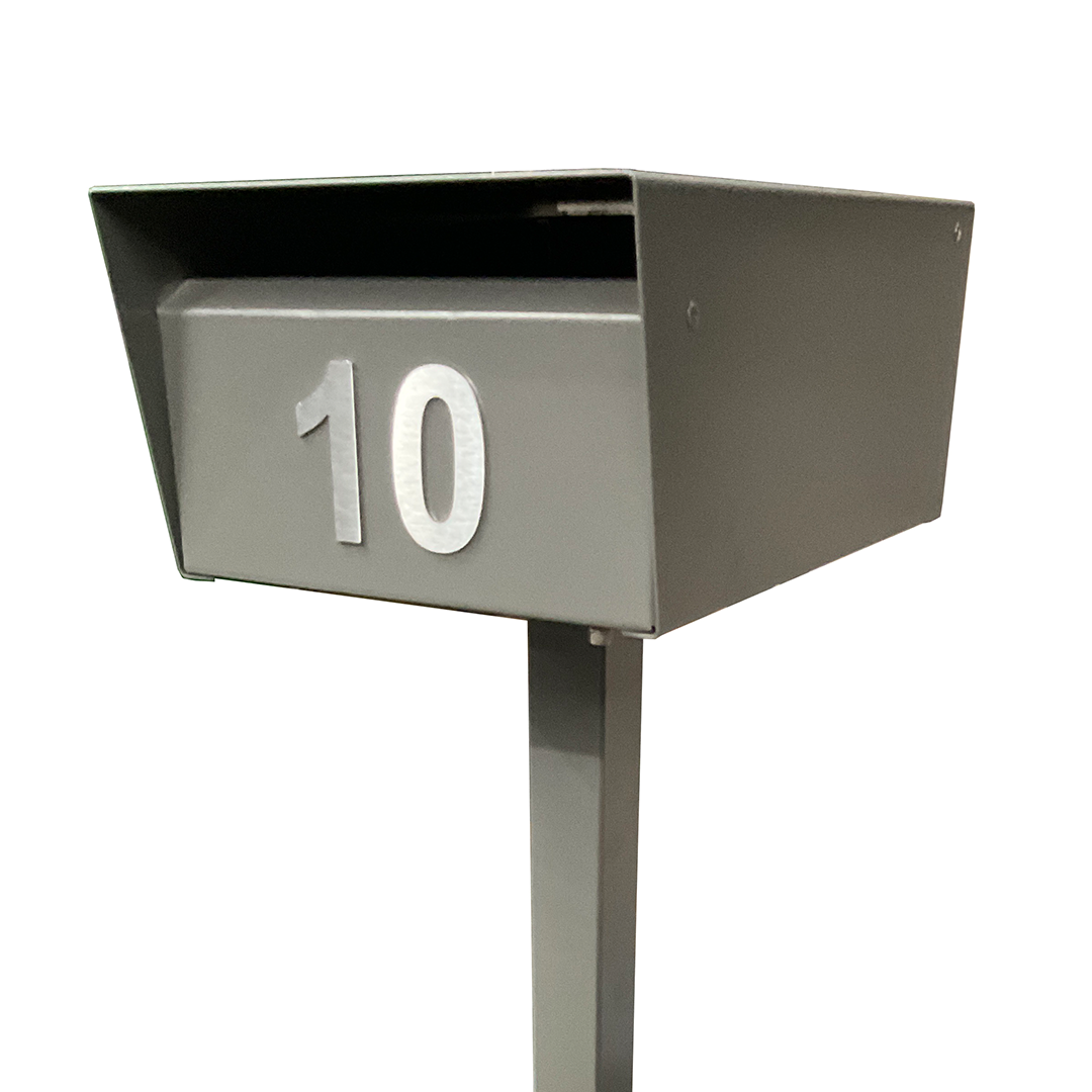 vandal resist freestanding post mounted letterbox woodland grey stainless steel number