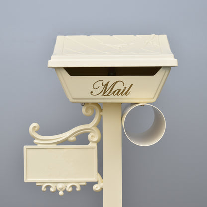 augusta freestanding classic letterbox with no numbers in primrose powder coat