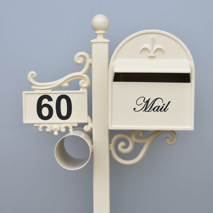 grange side mount freestanding post mounted letterbox classic cream black vinyl numbers