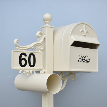 grange side mount freestanding post mounted letterbox classic cream black vinyl numbers