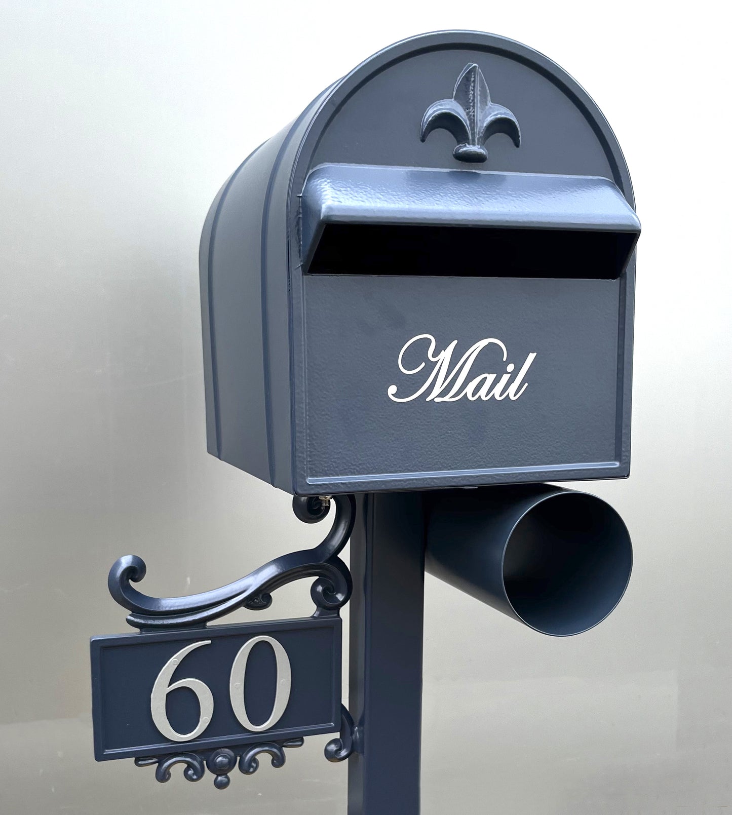 grange post letterbox deep ocean silver numbers