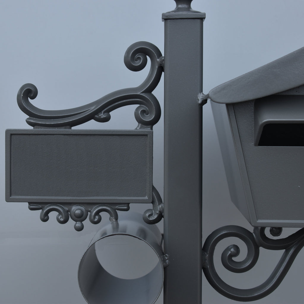 kooyonga side mounted freestanding post letterbox woodland grey no numbers