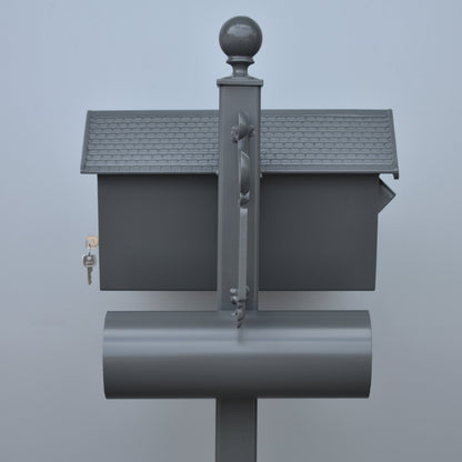 kooyonga side mounted freestanding post letterbox woodland grey no numbers