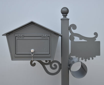 kooyonga side mounted freestanding post letterbox woodland grey key lock