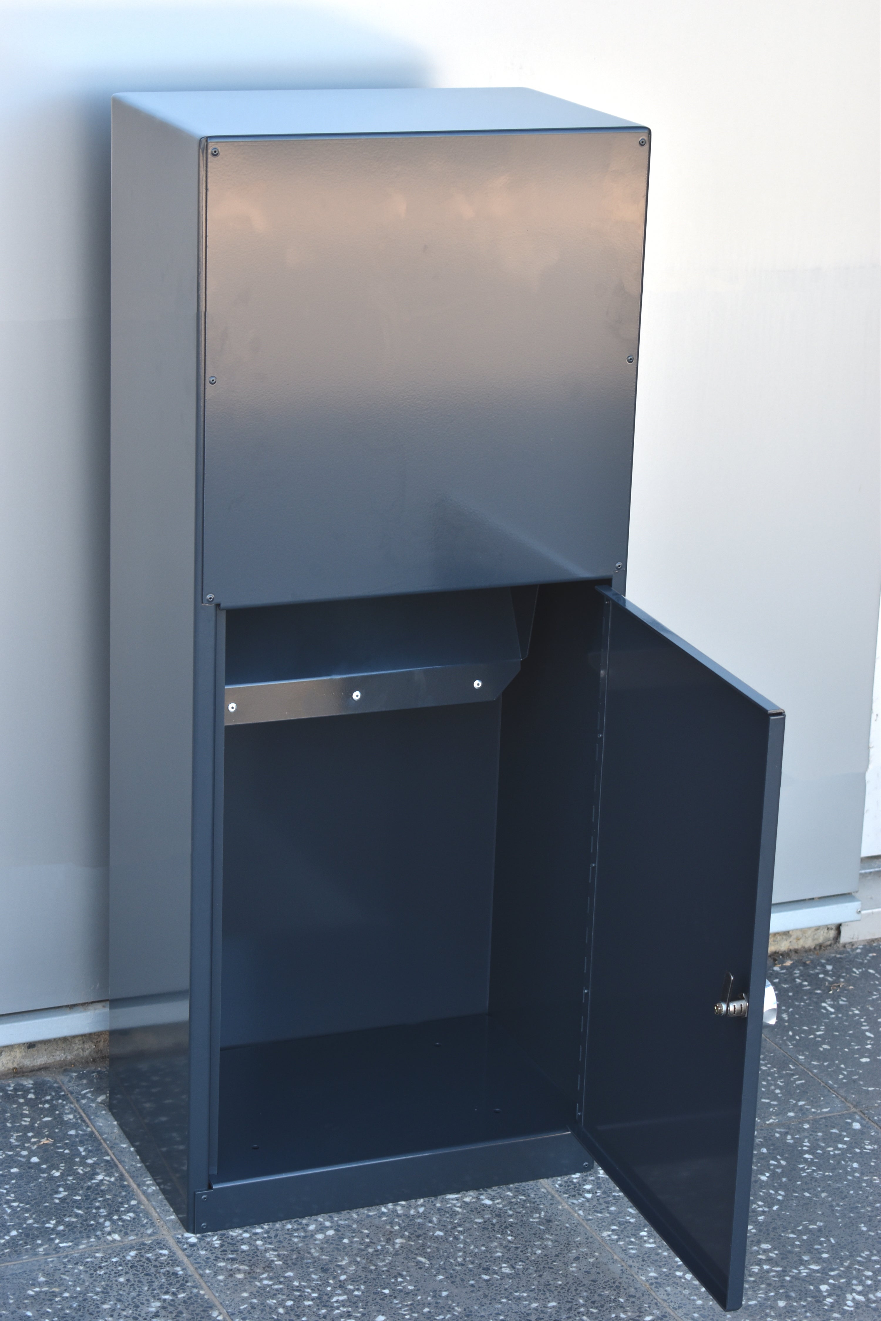 parcel box charcoal powder coat rear door open
